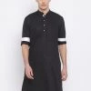 Vastramay Men's Black Cotton Satin Blend Kurta