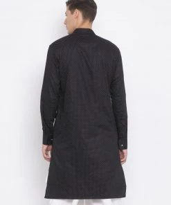 Vastramay Men's Black Cotton Satin Blend Kurta 10 Vastramay Men's Black Cotton Satin Blend Kurta