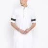 Vastramay Men's White Cotton Satin Blend Kurta 2 Vastramay Men's White Cotton Satin Blend Kurta