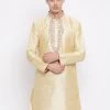 Vastramay Men's Gold Kurta Buy 1 Get 1