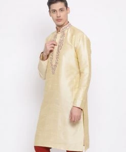 Vastramay Men's Gold Kurta Buy 1 Get 1