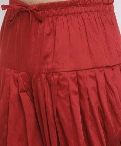 VASTRAMAY Men's Gold Silk Blend Kurta And Maroon Dhoti Set