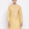 Vastramay Men's Beige Cotton Blend Kurta