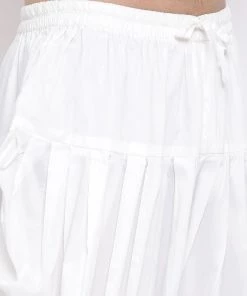 Vastramay Men's Beige Cotton Blend Kurta And White Dhoti Set 12 Vastramay Men's Beige Cotton Blend Kurta And White Dhoti Set