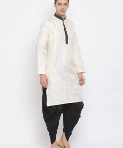 Vastramay Men's Gold Silk Blend Kurta