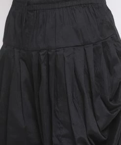 Vastramay Men's Gold Silk Blend Kurta And Black Dhoti Set