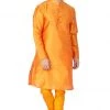 VASTRAMAY Men's Orange Cotton Silk Blend Kurta And Pyjama Set
