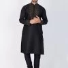 Vastramay Men's Black Cotton Kurta And Pyjama Set