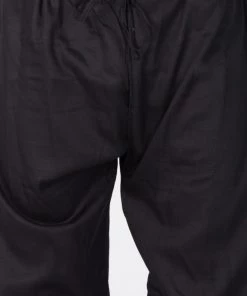 Vastramay Men's Black Cotton Kurta And Pyjama Set