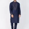 Vastramay Men's Blue Cotton Kurta And Pyjama Set