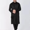 Vastramay Men's Black Cotton Kurta And Pyjama Set 2 Vastramay Men's Black Cotton Kurta And Pyjama Set