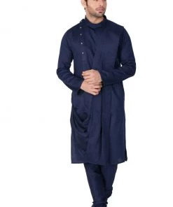 Vastramay Men's Blue Cotton Kurta And Pyjama Set Kurta Sets