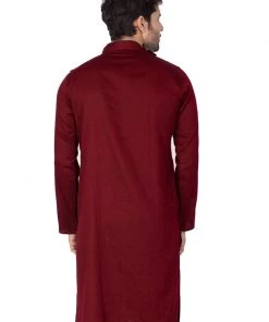 Vastramay Men's Maroon Cotton Kurta And Pyjama Set 11 Vastramay Men's Maroon Cotton Kurta And Pyjama Set