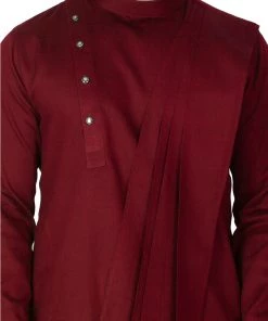 Vastramay Men's Maroon Cotton Kurta And Pyjama Set 10 Vastramay Men's Maroon Cotton Kurta And Pyjama Set