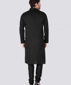 Vastramay Men's Black Cotton Kurta And Pyjama Set