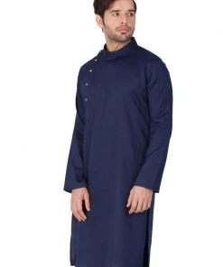 Vastramay Men's Blue Cotton Kurta And Pyjama Set