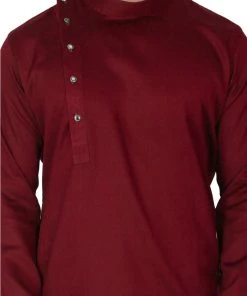 Vastramay Buy 1 Get 1 Men's Maroon Cotton Kurta And Pyjama Set