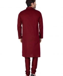 Vastramay Buy 1 Get 1 Men's Maroon Cotton Kurta And Pyjama Set