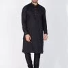 Vastramay Men's Black Cotton Kurta And Pyjama Set Buy 1 Get 1