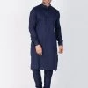 Vastramay Men's Blue Cotton Kurta And Pyjama Set