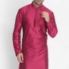 VASTRAMAY Men's Fuchsia Cotton Silk Blend Kurta
