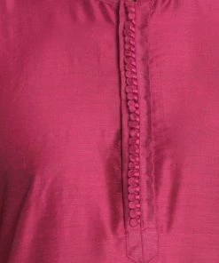 VASTRAMAY Men's Fuchsia Cotton Silk Blend Kurta 10 VASTRAMAY Men's Fuchsia Cotton Silk Blend Kurta