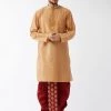 VASTRAMAY Men's Rose Gold Kurta With Dhoti Pants