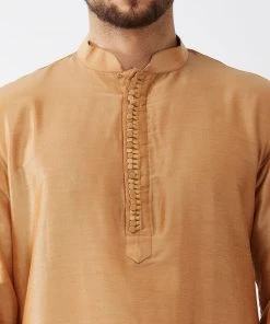 VASTRAMAY Men's Rose Gold Kurta With Dhoti Pants