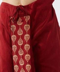 VASTRAMAY Men's Rose Gold Kurta With Dhoti Pants