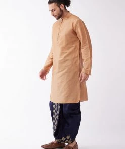 VASTRAMAY Men Rose Gold Kurta With Dhoti Pants