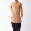 VASTRAMAY Men's Rose Gold Kurta With Dhoti Pants