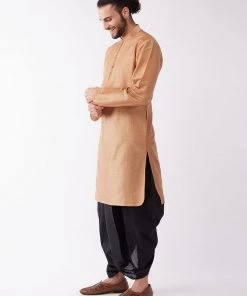 VASTRAMAY Men's Rose Gold Kurta With Dhoti Pants 10 VASTRAMAY Men's Rose Gold Kurta With Dhoti Pants