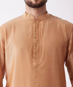 VASTRAMAY Men's Rose Gold Kurta With Dhoti Pants 12 VASTRAMAY Men's Rose Gold Kurta With Dhoti Pants