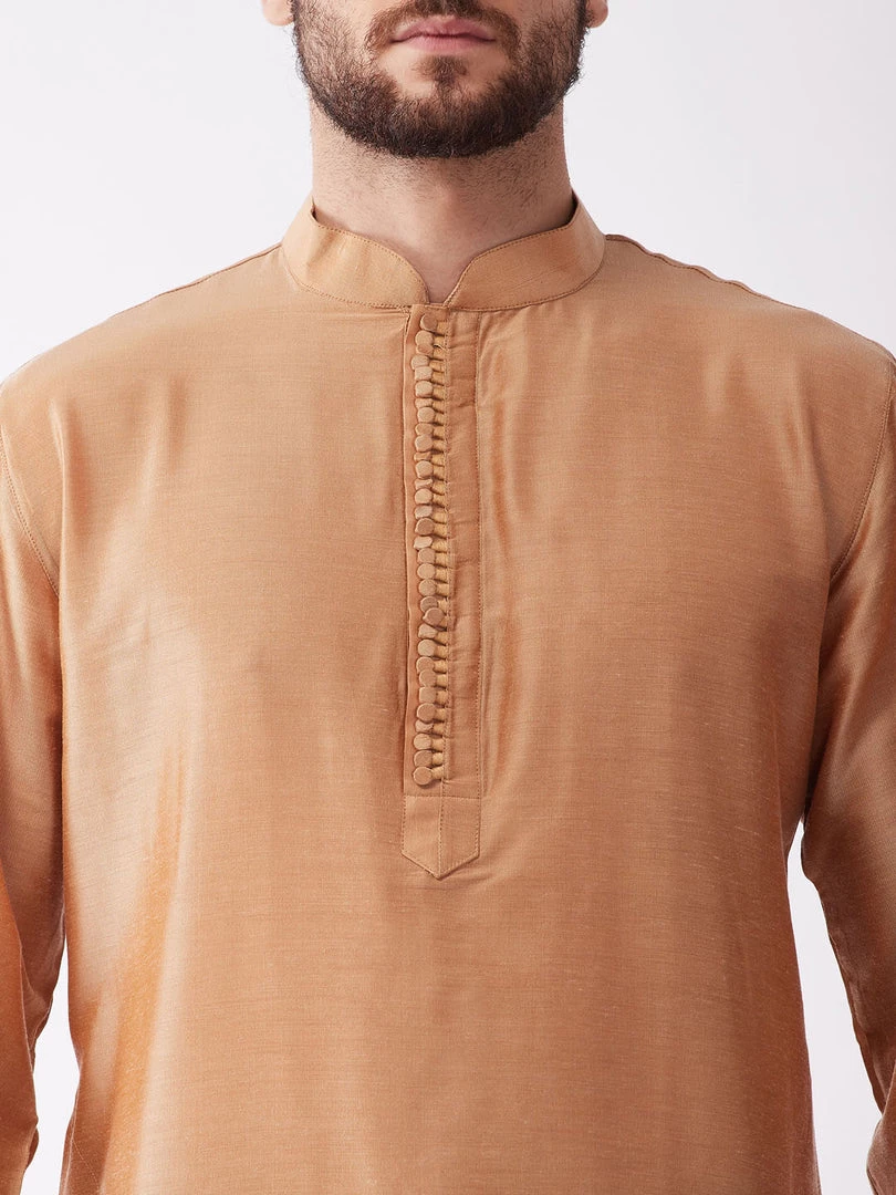 VASTRAMAY Men's Rose Gold Kurta With Dhoti Pants 6 VASTRAMAY Men's Rose Gold Kurta With Dhoti Pants