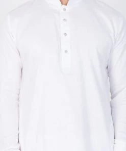 Vastramay Cotton White Baap Beta Kurta Pyjama Set