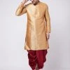 VASTRAMAY Men's Rose Gold And Maroon Silk Blend Kurta And Dhoti Set