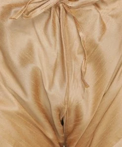 VASTRAMAY Men's Gold Cotton Silk Blend Kurta, Pyjama & Dupatta Set