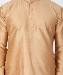 Vastramay Silk Blend Rose Gold Baap Beta Kurta Pyjama Set