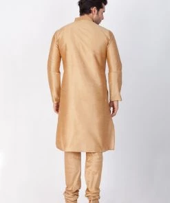 Vastramay Silk Blend Rose Gold Baap Beta Kurta Pyjama Set