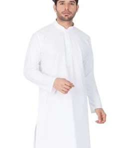 Vastramay Men's White Cotton Kurta