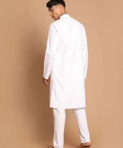 VASTRAMAY Men White Kurta With Pyjamas Set
