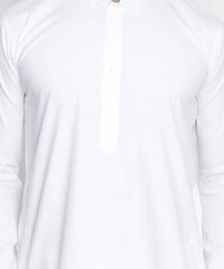 VASTRAMAY Men's White Cotton Kurta, Pyjama & Dupatta Set 10 VASTRAMAY Men's White Cotton Kurta, Pyjama & Dupatta Set