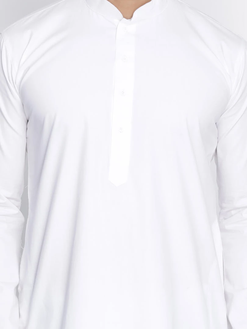 VASTRAMAY Men's White Cotton Kurta, Pyjama & Dupatta Set 5 VASTRAMAY Men's White Cotton Kurta, Pyjama & Dupatta Set