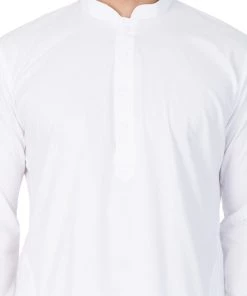 VASTRAMAY Men's White Cotton Kurta, Pyjama & Dupatta Set 9 VASTRAMAY Men's White Cotton Kurta, Pyjama & Dupatta Set