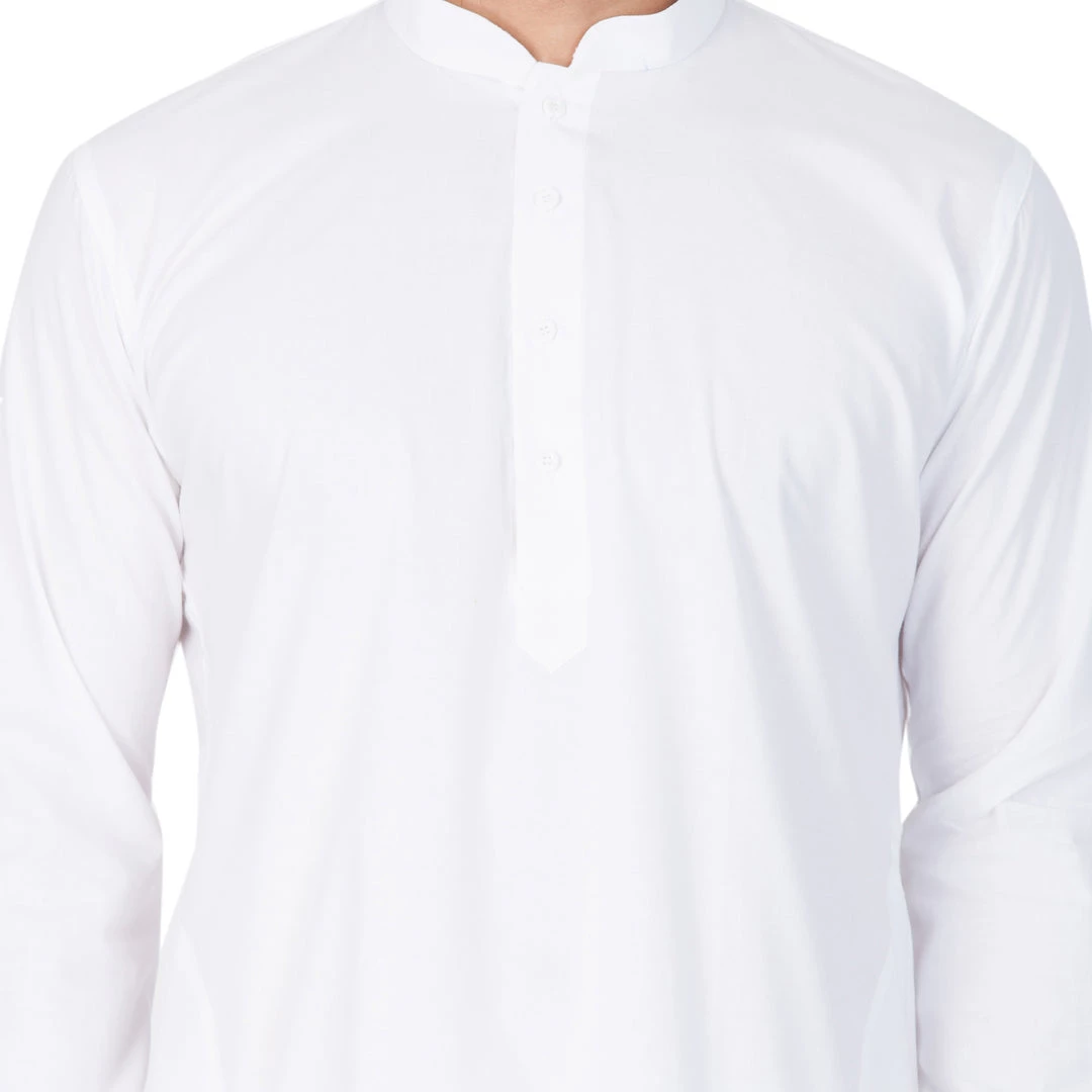 VASTRAMAY Men's White Cotton Kurta, Pyjama & Dupatta Set 5 VASTRAMAY Men's White Cotton Kurta, Pyjama & Dupatta Set
