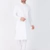 VASTRAMAY Men's White Cotton Kurta And Pyjama Set