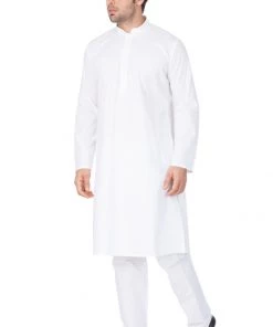 VASTRAMAY Men's White Cotton Kurta And Pyjama Set