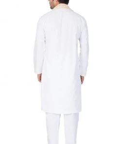 VASTRAMAY Men's White Cotton Kurta, Pyjama & Dupatta Set