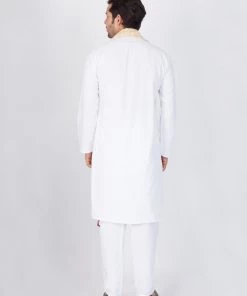 Vastramay Pure Cotton White Baap Beta Kurta Pyjama And Dupatta Set