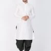 VASTRAMAY Men's White Cotton Silk Blend Kurta And Dhoti Pant Set